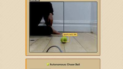 Robot autonomously driving towards a tennis ball